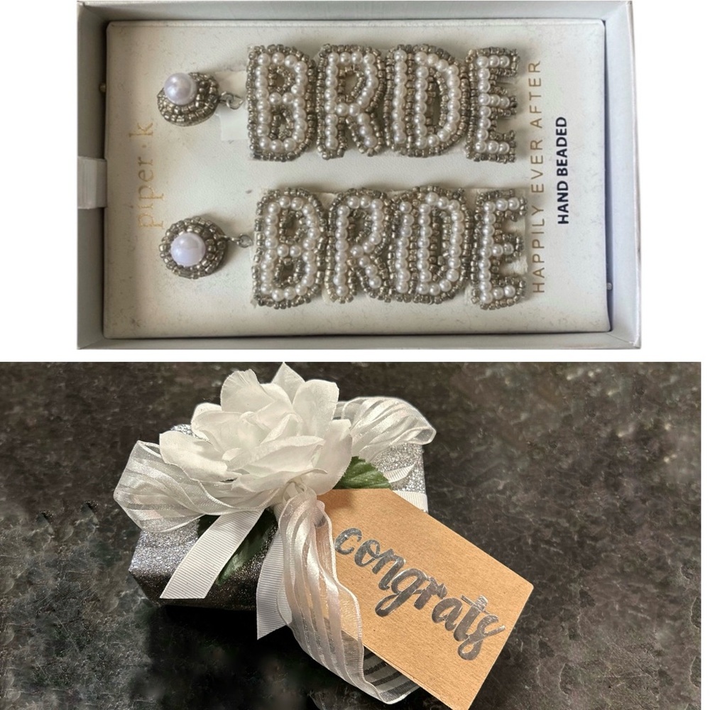 Piper k Bride Earrings Hand Beaded Bridal Dangle Bachelorette Party Gift